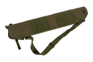 The Red Rock Outdoor Gear MOLLE Shotgun Scabbard features an Olive Drab Green color